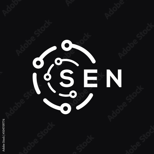 SEN technology letter logo design on black  background. SEN creative initials technology letter logo concept. SEN technology letter design.
