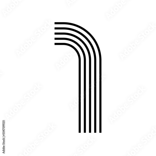 Linear modern logo of the numeral 1. Number in form of line stripe. Alphabet number character and number linear abstract design. logo, corporate identity, app, creative poster and more.
