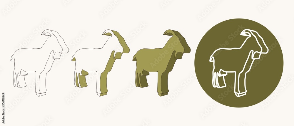 Goat farm animal. Livestock various flat icons set. Isometric style Goat farm animal. Livestock various flat icons set. Isometric style