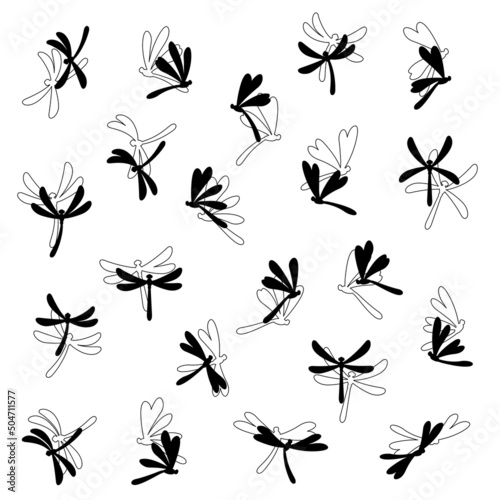 Illustration of a dragonfly flying  © daicokuebisu