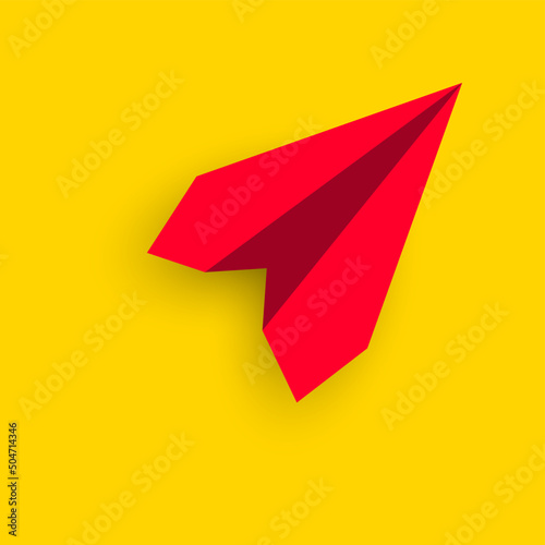 Paper airplane isolated on yellow background. New idea, design, trend, courage, Creative solution, innovation.