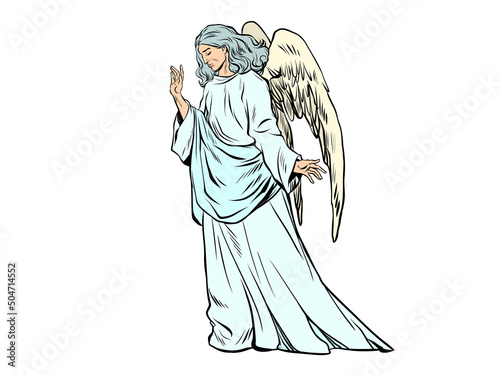 The sorrowful angel man. Symbol of sorrow and death, religious character, divine being, Christianity