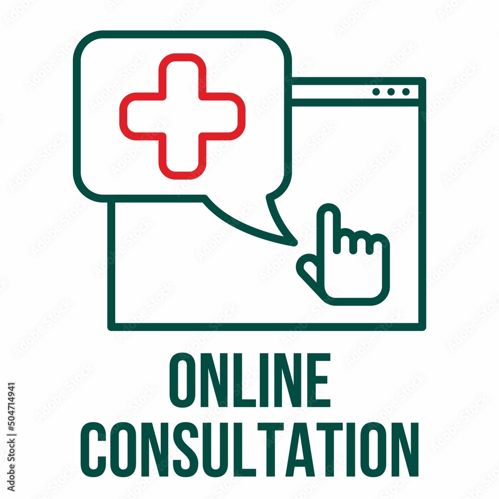 Online Consultation icon. Telemedicine, health care concept. Online medical examinations. Virtual assistance, consultation. Telehealth medical care. Online Consultation icon. Telemedicine, health care concept. Online medical examinations. Virtual assistance, consultation. Telehealth medical care.