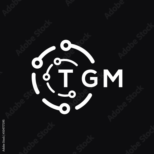 TGM technology letter logo design on black  background. TGM creative initials technology letter logo concept. TGM technology letter design.
 photo