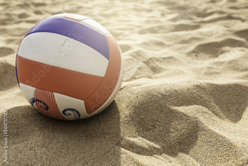 Beach volleyball in the sand. Summer vacation concept