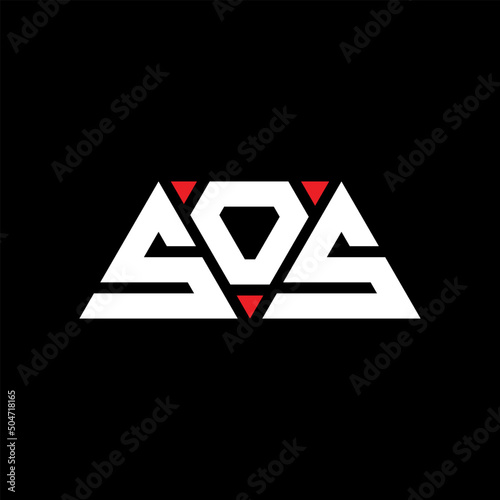 SOS triangle letter logo design with triangle shape. SOS triangle logo design monogram. SOS triangle vector logo template with red color. SOS triangular logo Simple, Elegant, and Luxurious Logo...
