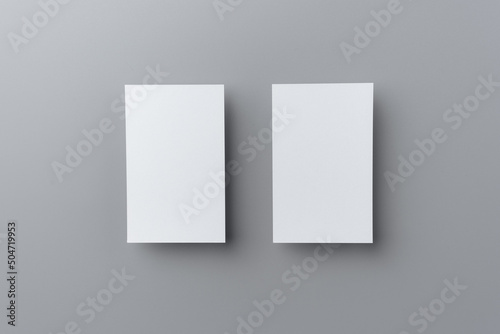 two business card isolated on grey background