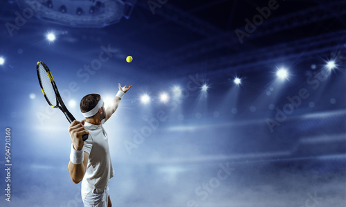 Professional tennis player . Mixed media photo