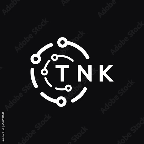 TNK technology letter logo design on black  background. TNK creative initials technology letter logo concept. TNK technology letter design.
 photo