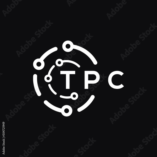 TPC technology letter logo design on black  background. TPC creative initials technology letter logo concept. TPC technology letter design.
