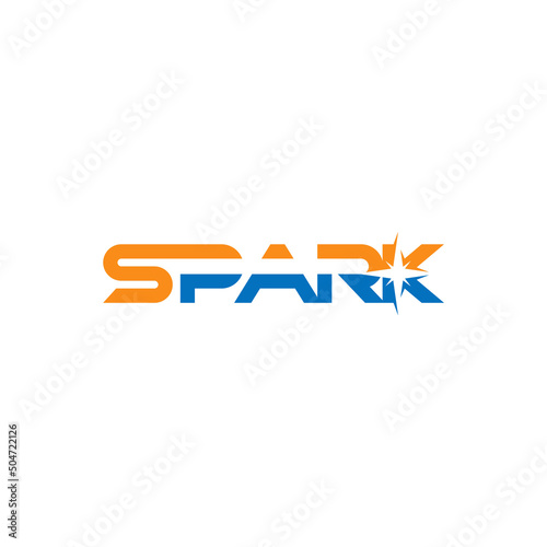 Spark text, typography logo design.