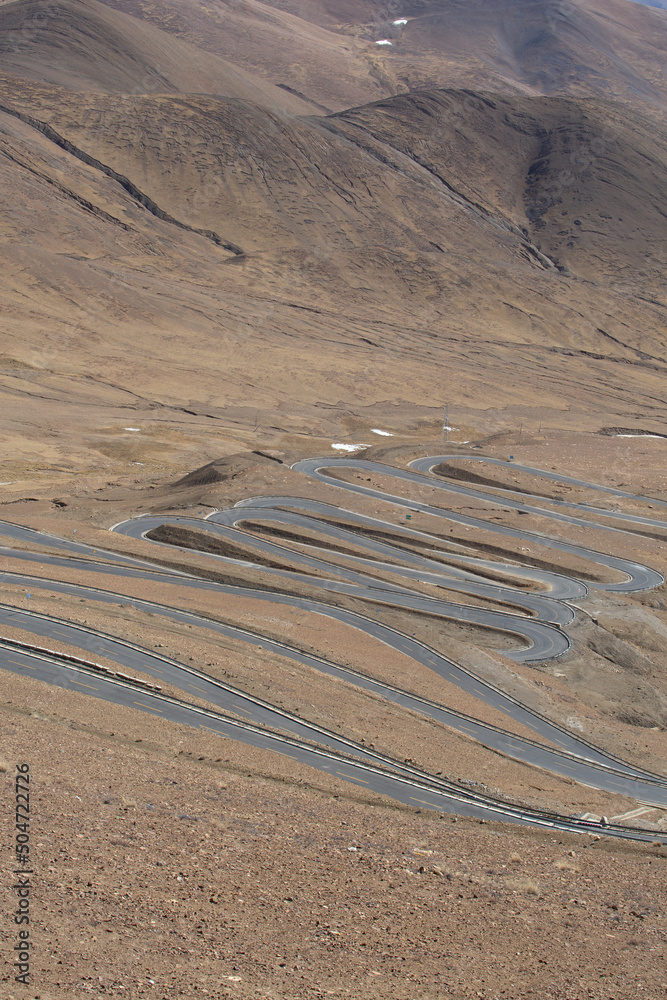A windy mountain road in Tibet A windy mountain road in Tibet