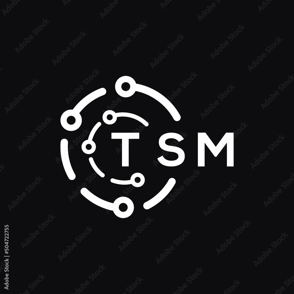 TSM technology letter logo design on black  background. TSM creative initials technology letter logo concept. TSM technology letter design.
