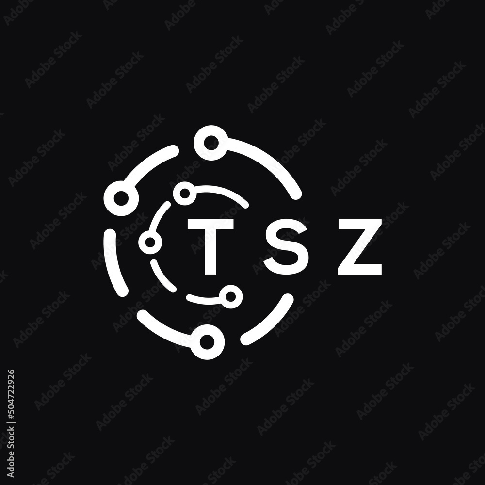TSZ technology letter logo design on black  background. TSZ creative initials technology letter logo concept. TSZ technology letter design.
