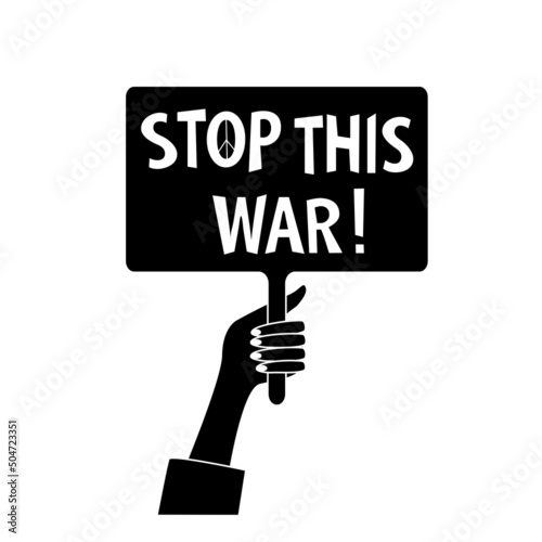 Black and white stop war sticker