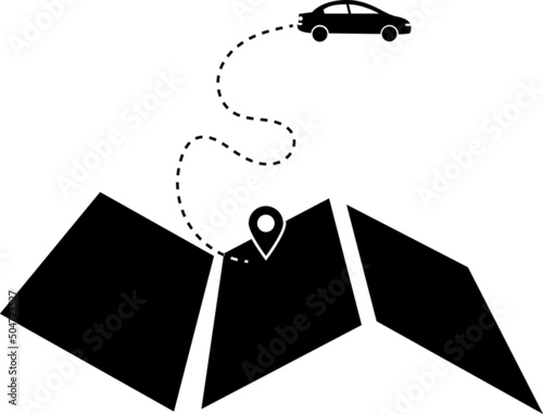 car line path travel line icon on map design. car routes are the romantic lovers