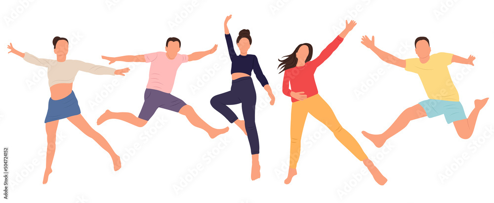 people jumping flat design ,on white background isolated, vector