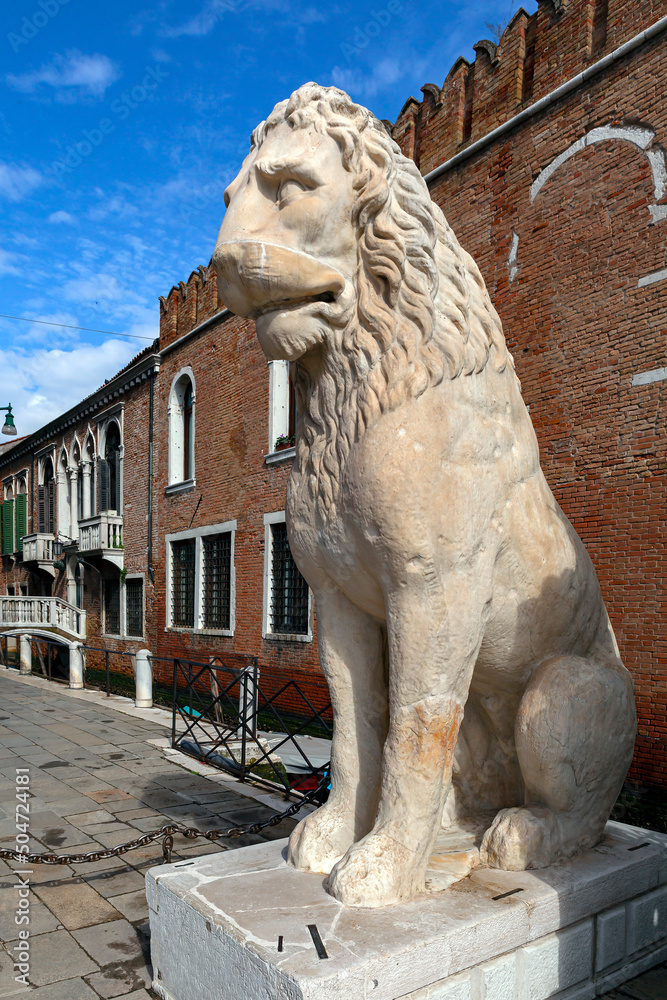 The lion statue is a symbol of the city of Venice.