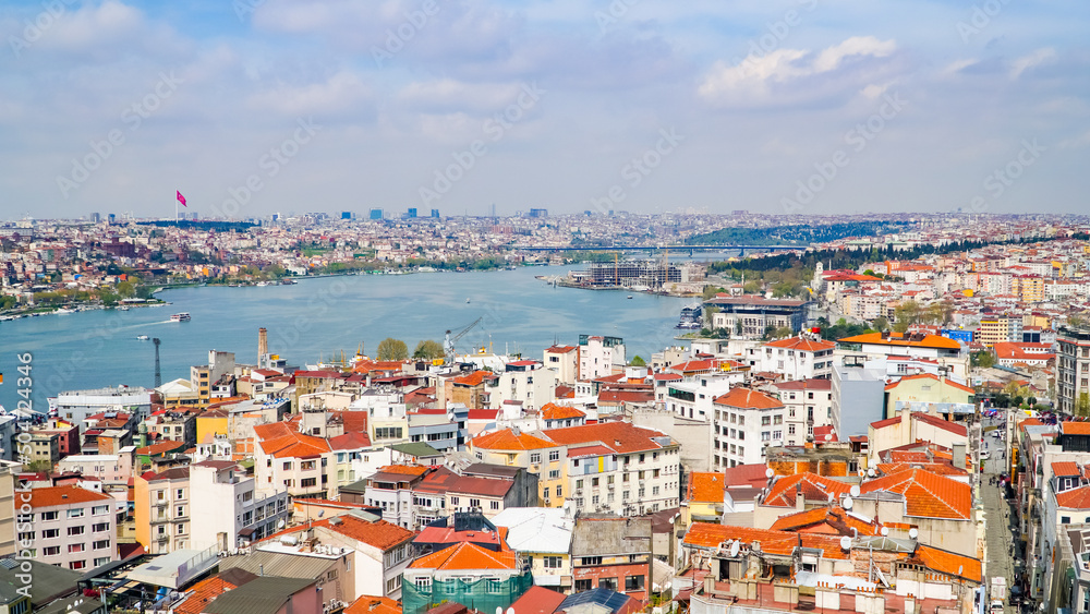 Great view of Istanbul from the Galata Tower.Turkey. European part of the city.