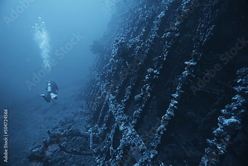 Fototapeta wreck diving thistelgorm, underwater adventure historical diving, treasure hunt