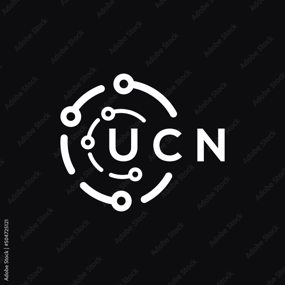 UCN technology letter logo design on black  background. UCN creative initials technology letter logo concept. UCN technology letter design.

