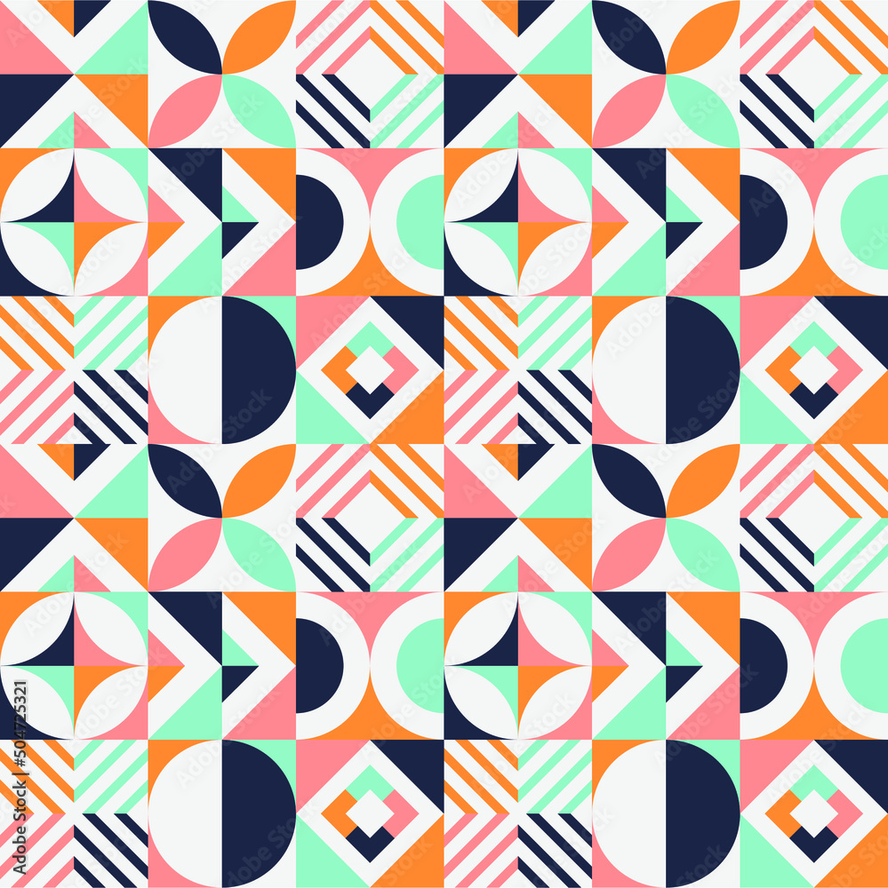Abstract geometric vector pattern designs in Bauhaus style 1
