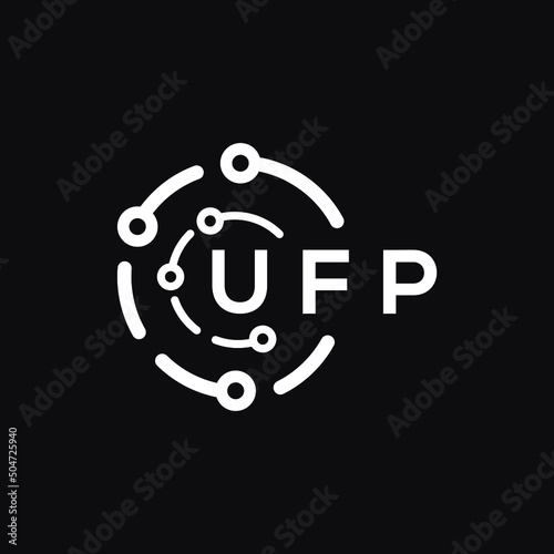 UFP technology letter logo design on black  background. UFP creative initials technology letter logo concept. UFP technology letter design. photo