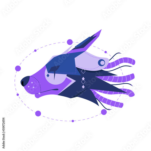 Head dog cyberpunk design concept