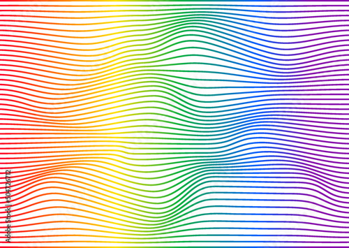 Dynamic line wave LGBTQ+ pride concept. Rainbow colors on white background