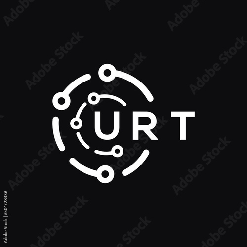 URT technology letter logo design on black  background. URT creative initials technology letter logo concept. URT technology letter design.
 photo