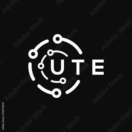 UTE technology letter logo design on black  background. UTE creative initials technology letter logo concept. UTE technology letter design.
