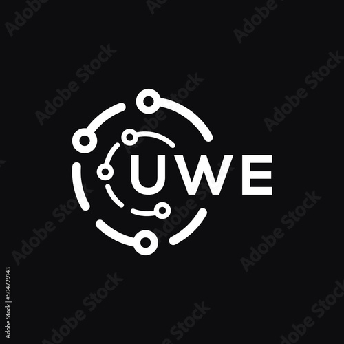 UWE technology letter logo design on black  background. UWE creative initials technology letter logo concept. UWE technology letter design.