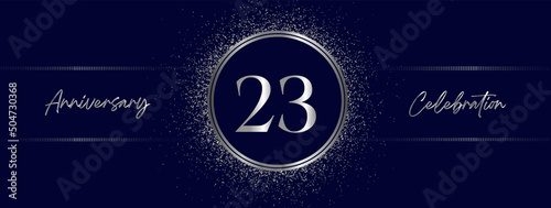 23 years anniversary celebration with silver color isolated on midnight blue background. Vector design for greeting card, birthday party, wedding, event party, and invitation card. 