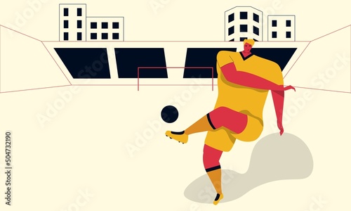 Soccer Player Kick A Soccer Ball in Stadium