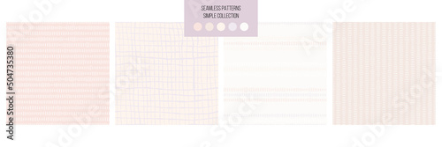 Vector set of abstract, simple seamless patterns . Cute collection for wallpapers and decor, invitation card, fabric print or textile, linen, web page background, wrapping paper.