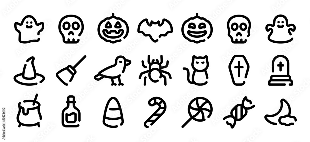 Halloween icon set (Soft bold line version)