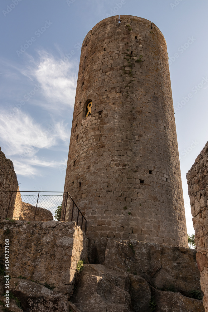 circular medieval tower in the catalan village of pals on the costa brava