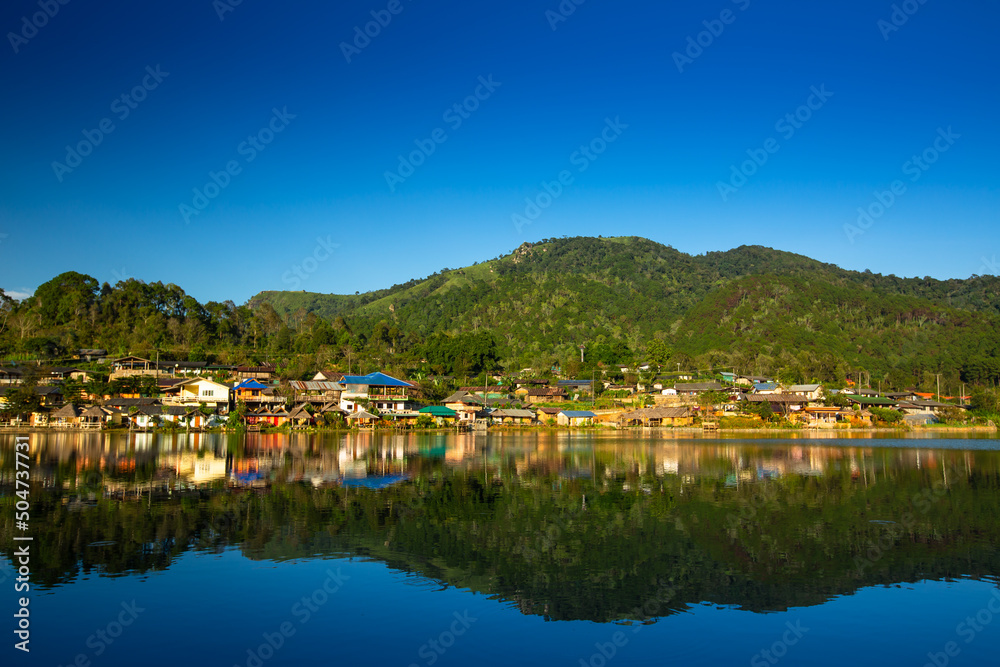 A village by the lake in the northern part of Thailand