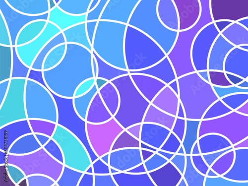 abstract vector stained-glass mosaic background - blue and violet circles