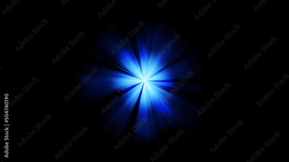 Blue Light Rays. Glow light effect. Star burst isolated on black. 3D illustration Blue Light Rays. Glow light effect. Star burst isolated on black. 3D illustration