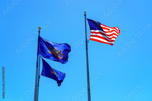 Pennsylvania and USA Flags
