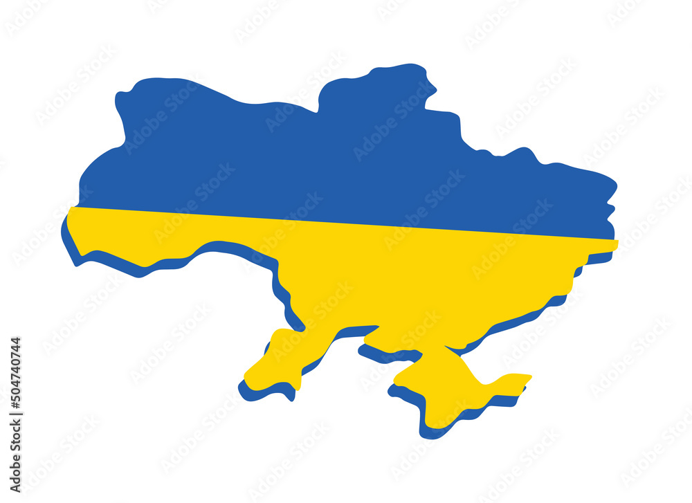 Map of Ukraine - simple hand drawn sketch style contour map in color of Ukrainian flag blue and yellow. Ukrainian border silhouette drawing. Vector illustration isolated on white