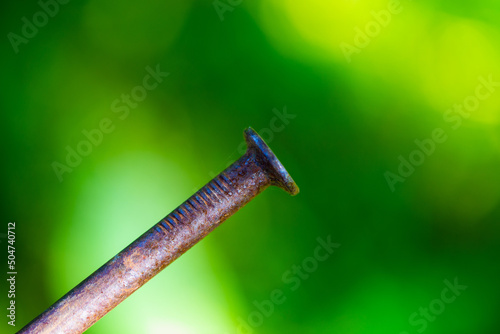 rusty nail, green background, tool, hobby, background