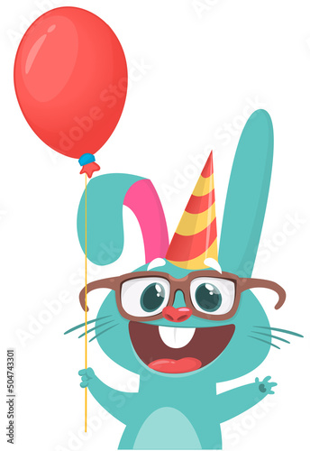 Happy cute bunny cartoon. Easter vector rabbit illustration