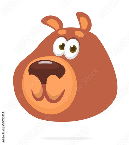 Happy cartoon bear. Vector illustration of brown grizzly bear