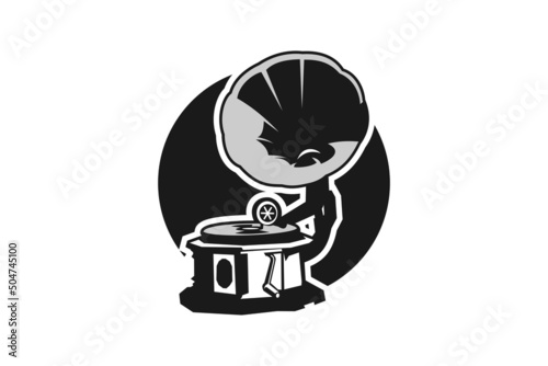 Gramaphone or phonograph Icon. simple drawing, icon Concept, vector illustration. vintage object