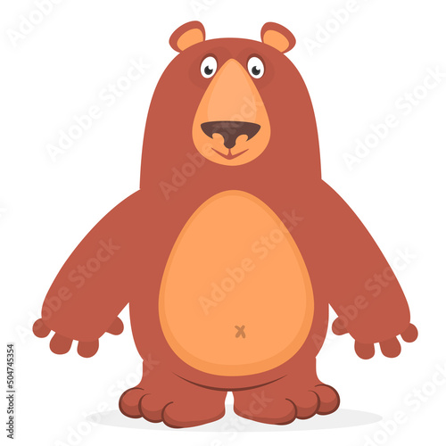 Happy cartoon bear. Vector illustration of grizzly bear