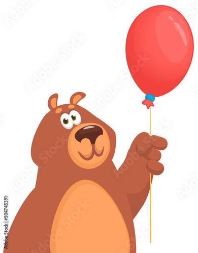 Happy cartoon bear. Vector illustration of grizzly bear
