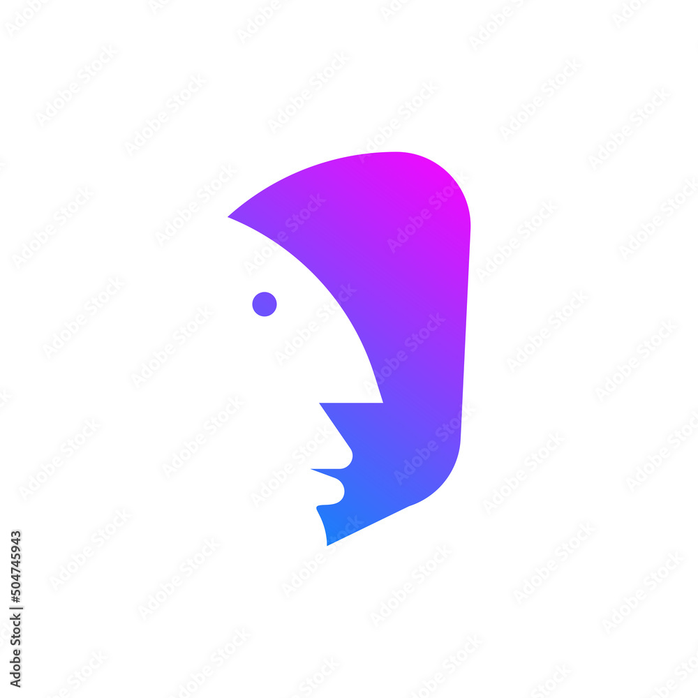 Unique logo with male profile. Vector illustration. Unique logo with male profile. Vector illustration.