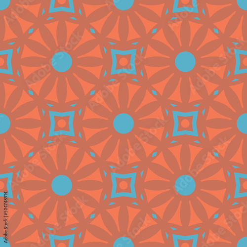 Seamless pattern with arabic geometric ornament. Vector colorful abstract oriental mosaic background